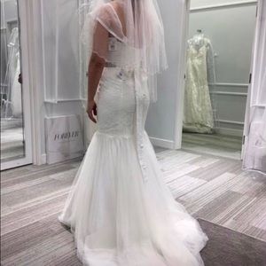 Wedding dress and veil with 2 Layers- Light Ivory